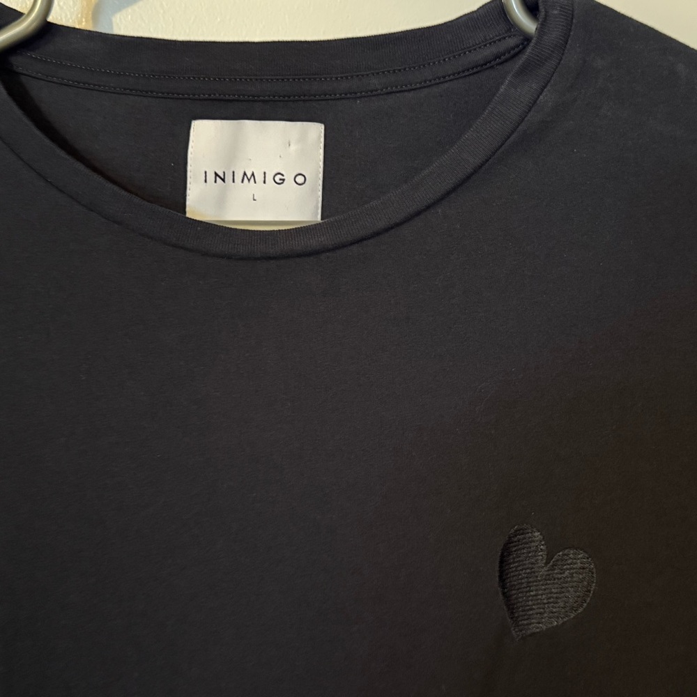 Inimigo Black T-Shirt with Heart Detail